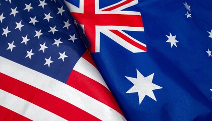 US and Australia flags waving side by side.