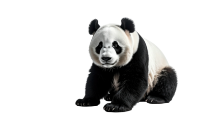 Seated panda bear with black and white fur