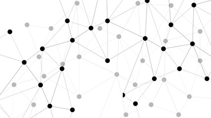 Minimal Black & Gray Network Pattern Background With Geometric Mesh Structure, Interconnected Nodes, Lines & Dots. Technology, Data, & Digital Communication. © Sanatçi