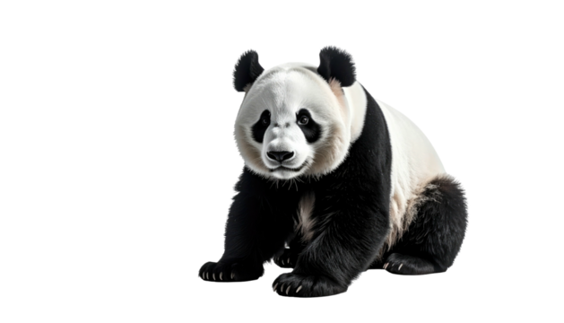 Seated panda bear with black and white fur