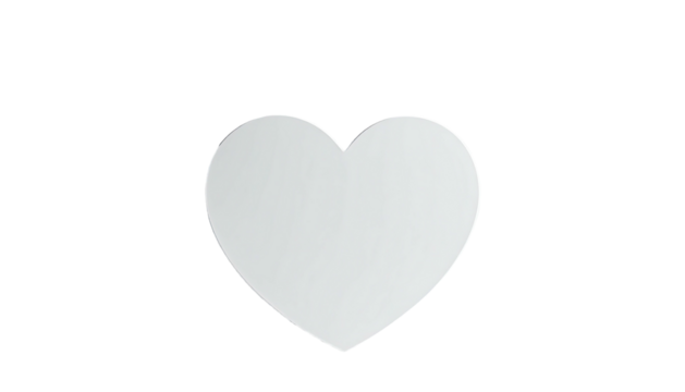 Simple, soft silver heart graphic against a stark black backdrop