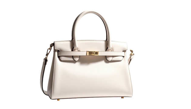 Ivory structured handbag with gold clasp and top handle