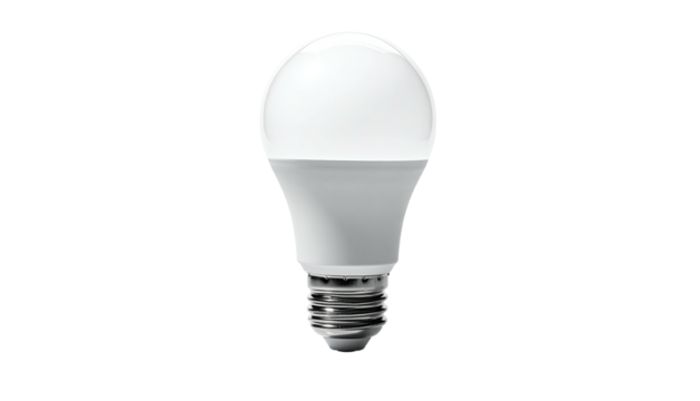 An illuminated LED bulb with a white finish