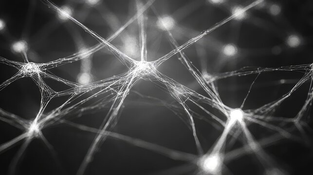 Neurons forming abstract network connections in brain - Powered by Adobe