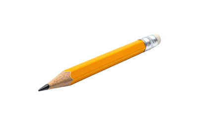 Sharp yellow pencil with eraser tip on solid black background