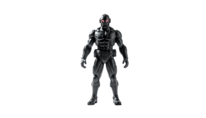 Dark figure with glowing red eyes stands in stark contrast