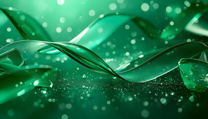 A premium emerald-green abstract background with glowing highlights and festive depth &mdash; ideal for holiday campaigns and nature-inspired New Year visuals.