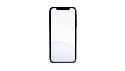 Smartphone displayed, centered, with a blank white screen