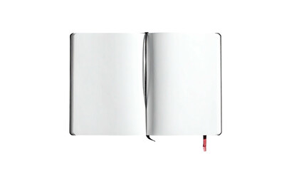 Open blank notebook with rounded corners, central view