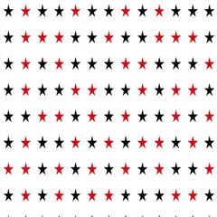 Naklejka premium A seamless pattern featuring an assortment of hand drawn black and red stars spread out against a pristine white backdrop, ideal for festive designs