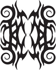 Abstract Symmetrical Black Tribal Spiky Motif Tattoo Design