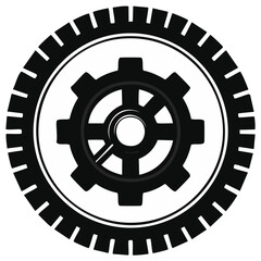 Gear wheel and tire design. Automotive parts and engineering concept.