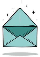 Open Envelope Illustration with Sparkling Stars