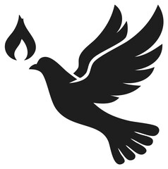 Dove with flame vector illustration of peace, spirit, or Christian symbol simple design