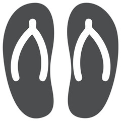 Pair of flip-flops for summer vacation, beach footwear, casual shoes, flat sandals for holiday travel, recreation.