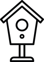 Birdhouse Line Icon - Garden Nest Box Vector Symbol