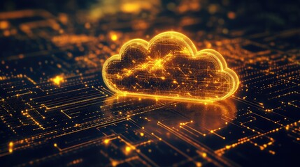 Cloud computing infrastructure processing digital data over circuit board