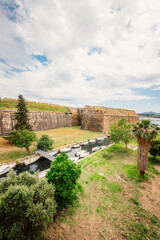 Corfu, Greece. Panoramic view on historic buildings and Old Town as seen from old Venetian fortress in cofru city