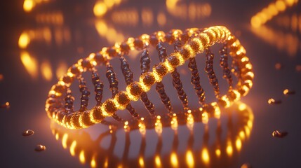 Glowing dna helix structure representing science and research