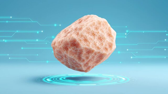 The rising demand for rare earth minerals and their importance as raw materials in the electronic components industry. Floating rare earth minerals with a simple background.