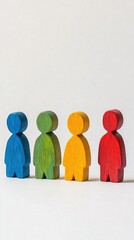 Colored Wooden Figures Inclusion Diversity White Background