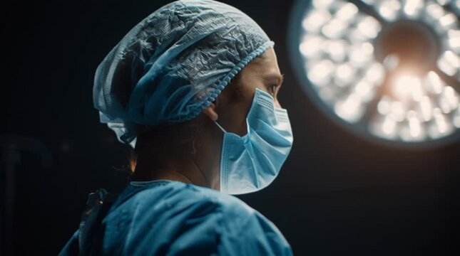 Surgeon Adjusting Doctors Hat Before Operation