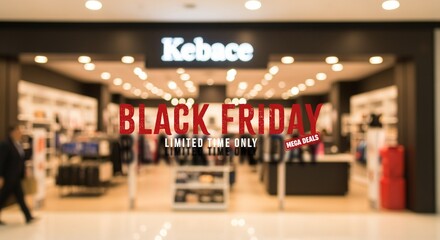 Fototapeta premium Black Friday Sale concept. Blur focus of interior view of shop in shopping mall.