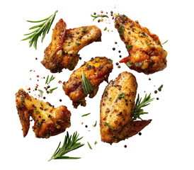 Delicious roasted chicken wings with herbs, spices, and peppercorns