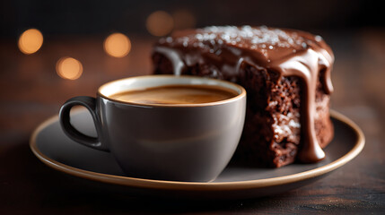 Creamy matcha latte with beautiful latte art served in a ceramic cup beside a pistachio cake slice topped with raspberry, elegant minimalist dessert setup on bright background for caf&eacute; and food stylin