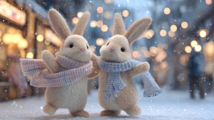 マフラーを巻いた可愛いうさぎ