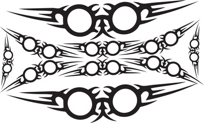 Abstract Tribal Circles and Spikes Design Set