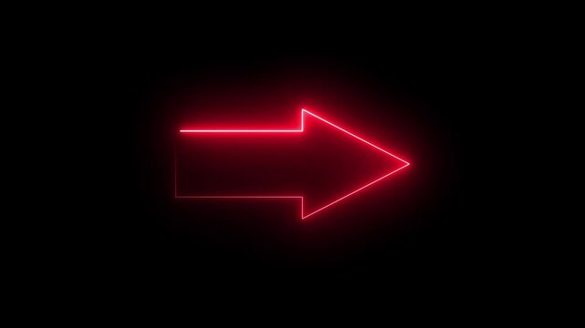 Arrow-shaped neon sign. Neon arrow symbol icon. Abstract glowing neon arrows. Right direction rendering.
Red Neon line arrow animation. Glowing Left arrow looping animated. directional arrows sign.
