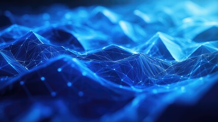 Digital network connecting data points in abstract landscape