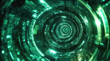 Futuristic digital data tunnel transporting network information