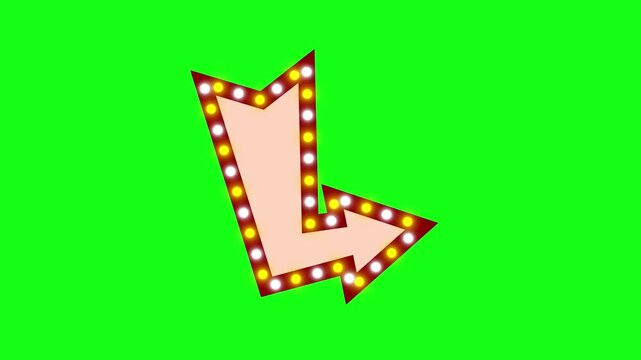 Panah iklan lampu Retro lightbox billboard template,animasi Arrow banner advertising, promotion and sale signs 4k croma looping