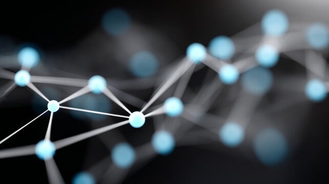 Abstract network of glowing blue nodes and connections.