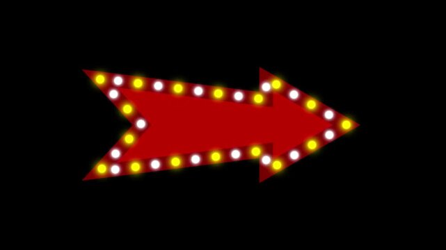 Panah iklan lampu Retro lightbox billboard template,animasi Arrow banner advertising, promotion and sale signs 4k croma looping