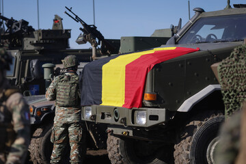 Belgian armored vehicle during a NATO Multinational Exercise.