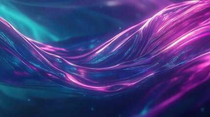 Abstract glowing magenta and cyan liquid waves flowing