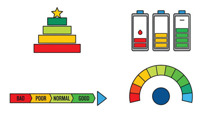 Track progress with colorful charts showing good, bad, and battery levels