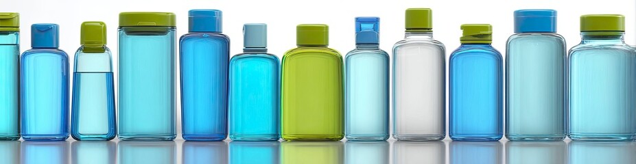 Assortment of colorful translucent bottles