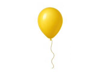 Yellow helium balloon floating, symbolizing celebration, party, fun, and happiness on transparent background