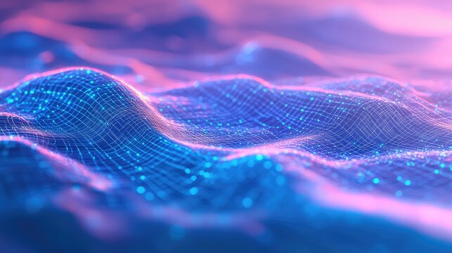 Digital wave connecting data points in a network grid