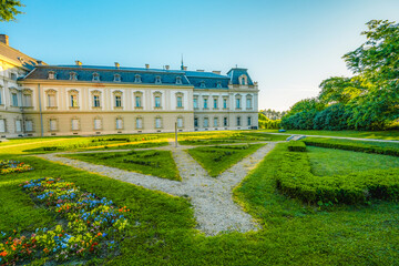 Festetics Palace is located in the town of Keszthely, Zala, Hungary near the Lake Balaton.