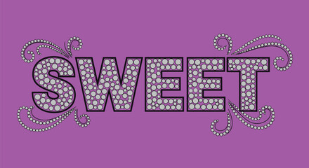 Sweet text design with elegant swirls on vibrant pink background