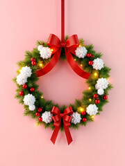 3D Illustration of Festive Wreaths for Christmas Decoration