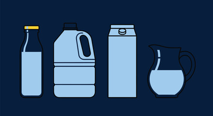 Grab a refreshing cartoon milk carton, jug, and bottles assortment