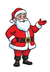 Friendly Cartoon Santa Claus with Open Hand Gesture