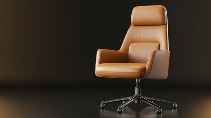 Luxury leather office chair brown modern comfortable ergonomic stylish isolated elegant