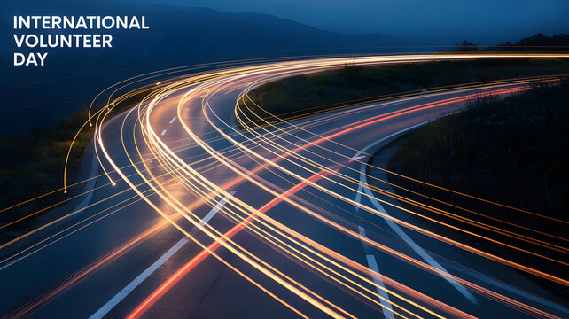 Inspiring International Volunteer Day celebration with stunning light trail animation